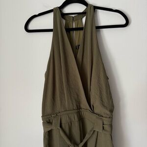 Lulu's Olive Green Halter Jumpsuit